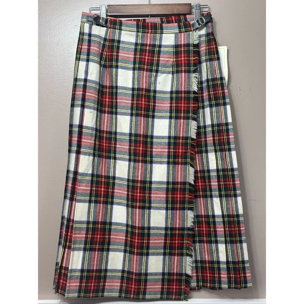NWT O'neil of Dublin Plaid 100% Pure New Wool Pleated Kilt Women's Size 10